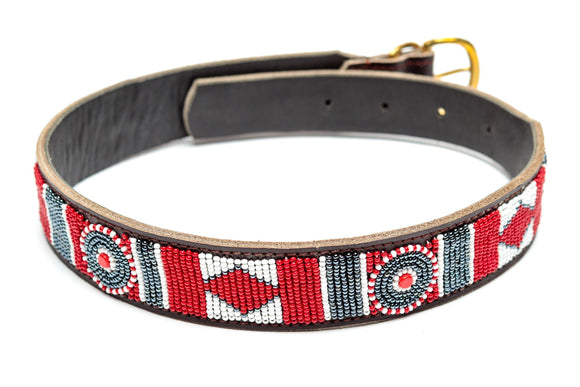 Maasai Beaded Leather Dog Collar - Maasai Chief