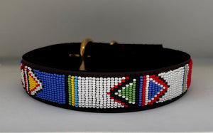 Colorful  Maasai Beaded Leather Dog Collar (D) - Maasai Chief