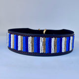 Handmade Maasai Beaded Leather Dog Collar STRIPE DESIGN - Maasai Chief