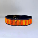 Handmade Maasai Beaded Leather Dog Collar STRIPE DESIGN - Maasai Chief