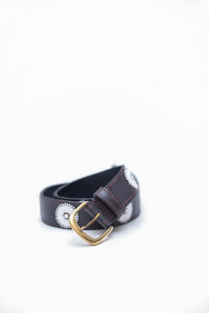 EYES : Handmade Maasai Beaded Leather Belt – African Tribal Artisan Belt for Men and Women – Boho Casual Ethnic Style