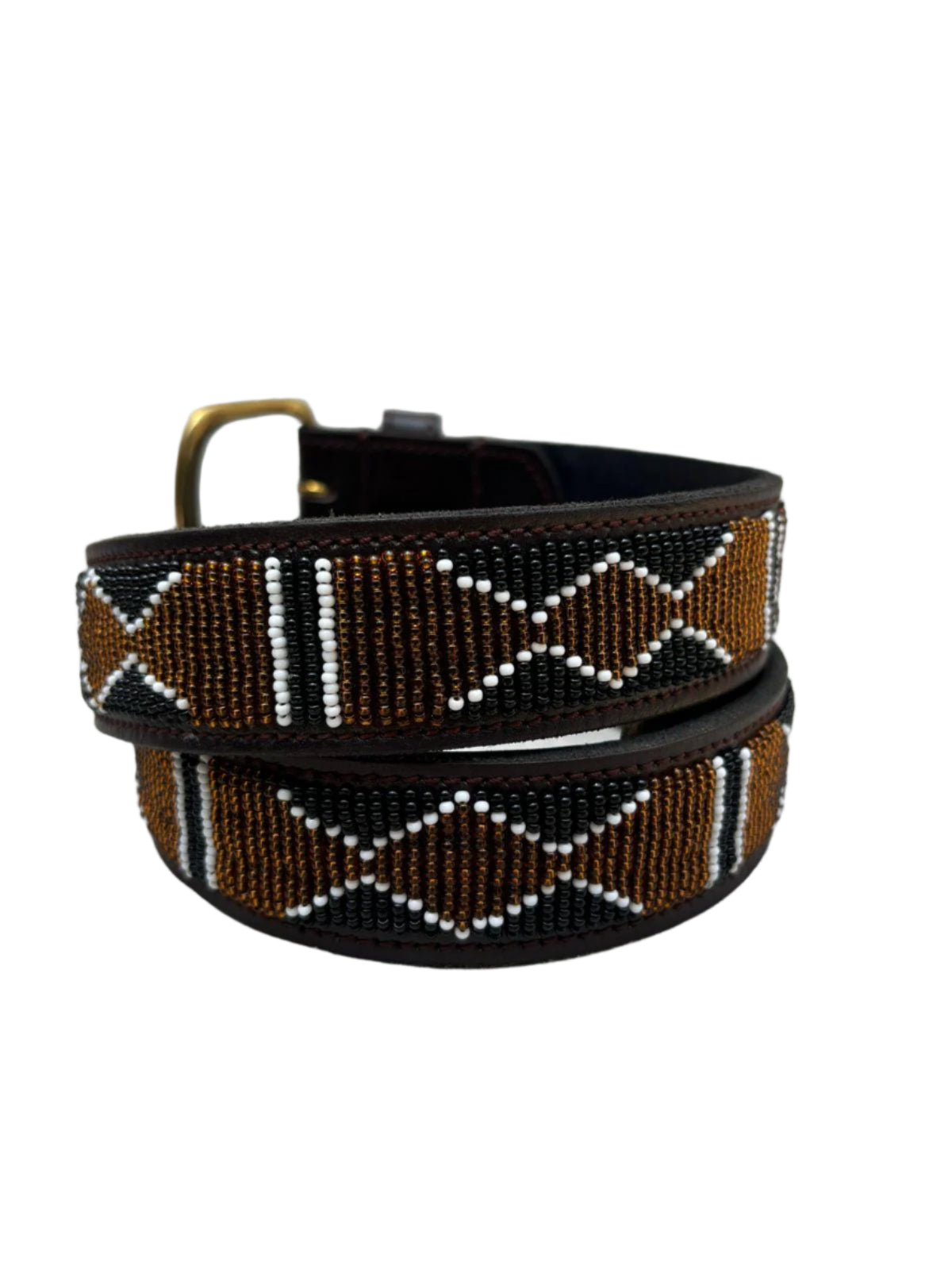 Handmade Maasai Beaded Leather Belt – African Tribal Artisan Belt for Men and Women – Boho Casual Ethnic Style