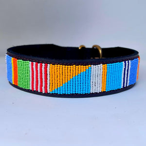 Colorful  Maasai Beaded Leather Dog Collar (B) - Maasai Chief