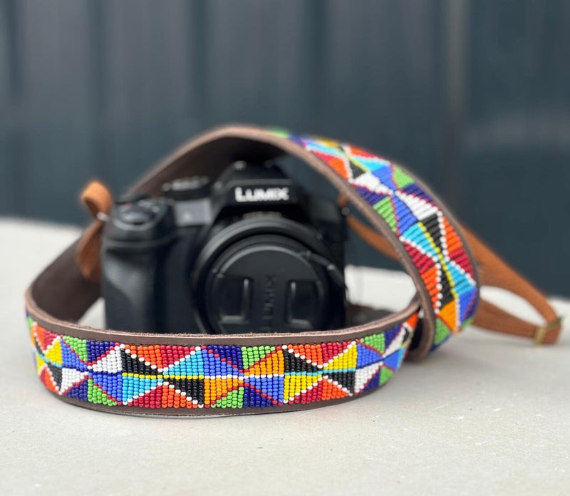 Custom Leather Camera Strap,Beaded Camera Strap,DSLR Strap, Nikon camera,Canon Camera,Personalized Camera Strap,Camera Strap, Gift for him - Maasai Chief