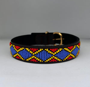 Colorful  Maasai Beaded Leather Dog Collar (c) - Maasai Chief