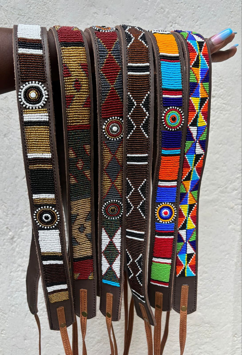 Custom Leather Camera Strap,Beaded Camera Strap,DSLR Strap, Nikon camera,Canon Camera,Personalized Camera Strap,Camera Strap, Gift for him - Maasai Chief
