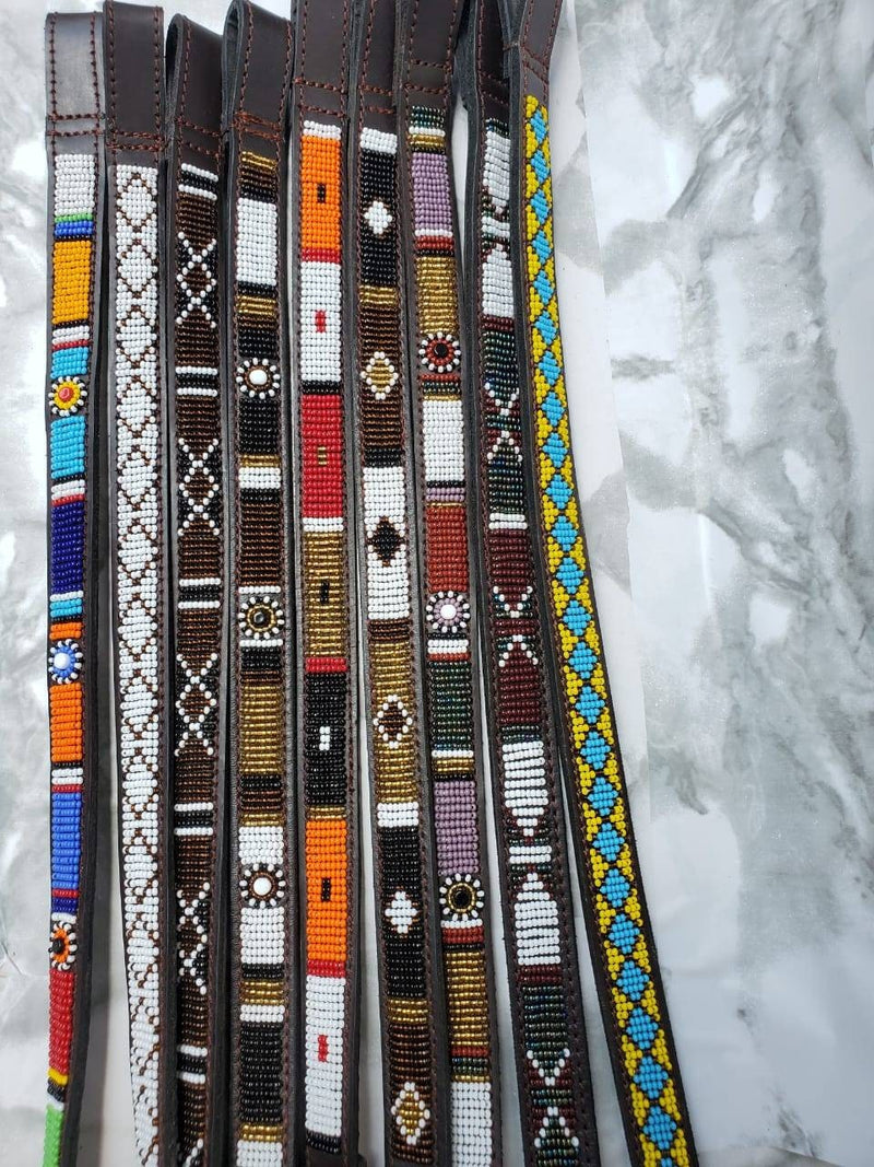 Browband,Leather beaded Horse Browband, Maasai browband