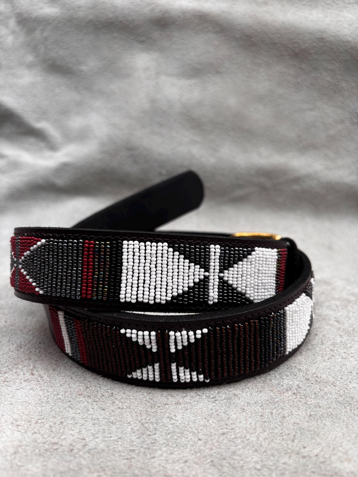 Handmade Maasai Beaded Leather Belt – African Tribal Artisan Belt for Men and Women – Boho Casual Ethnic Style