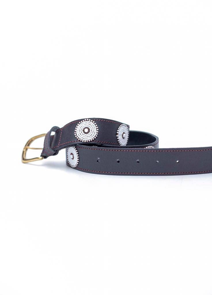 EYES : Handmade Maasai Beaded Leather Belt – African Tribal Artisan Belt for Men and Women – Boho Casual Ethnic Style