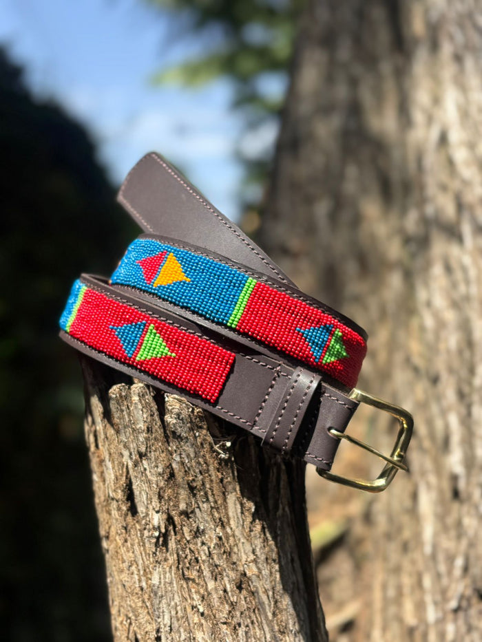 Handmade Maasai Beaded Leather Belt – African Tribal Artisan Belt for Men and Women – Boho Casual Ethnic Style (Copy) - Maasai Chief