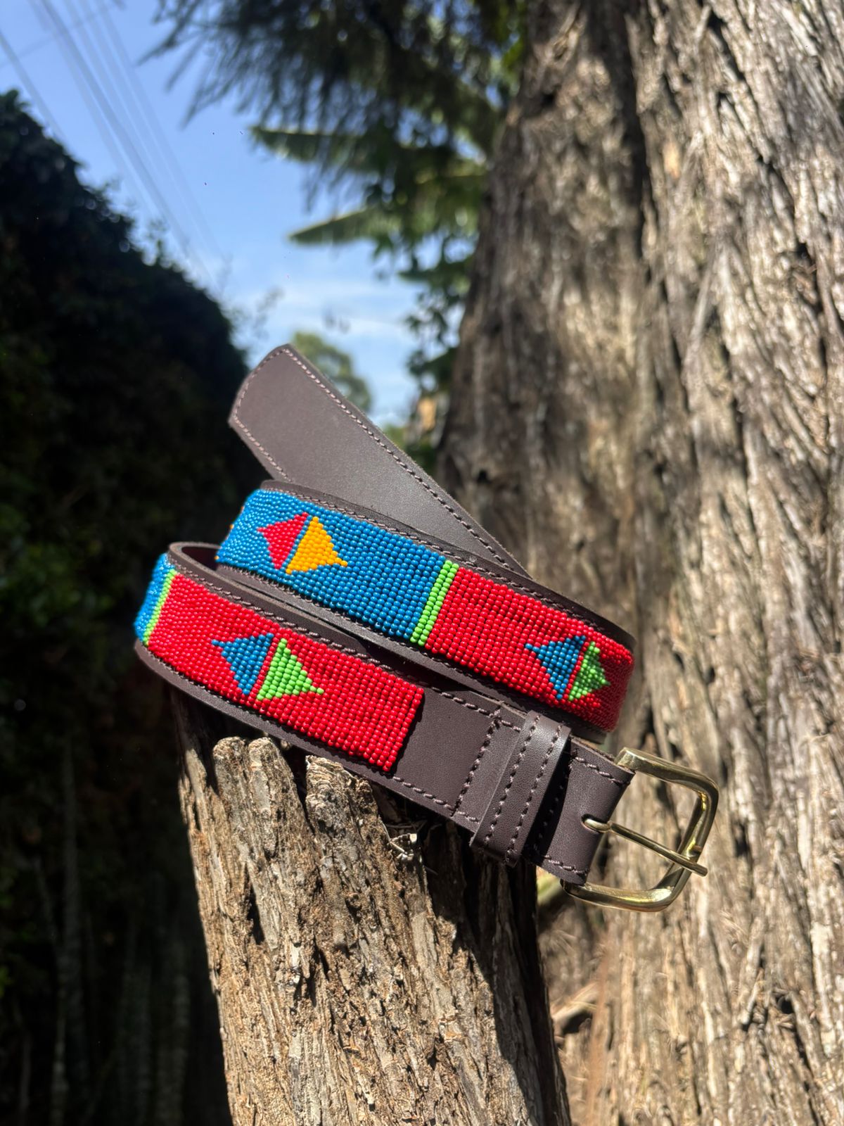 Handmade Maasai Beaded Leather Belt – African Tribal Artisan Belt for Men and Women – Boho Casual Ethnic Style (Copy) - Maasai Chief