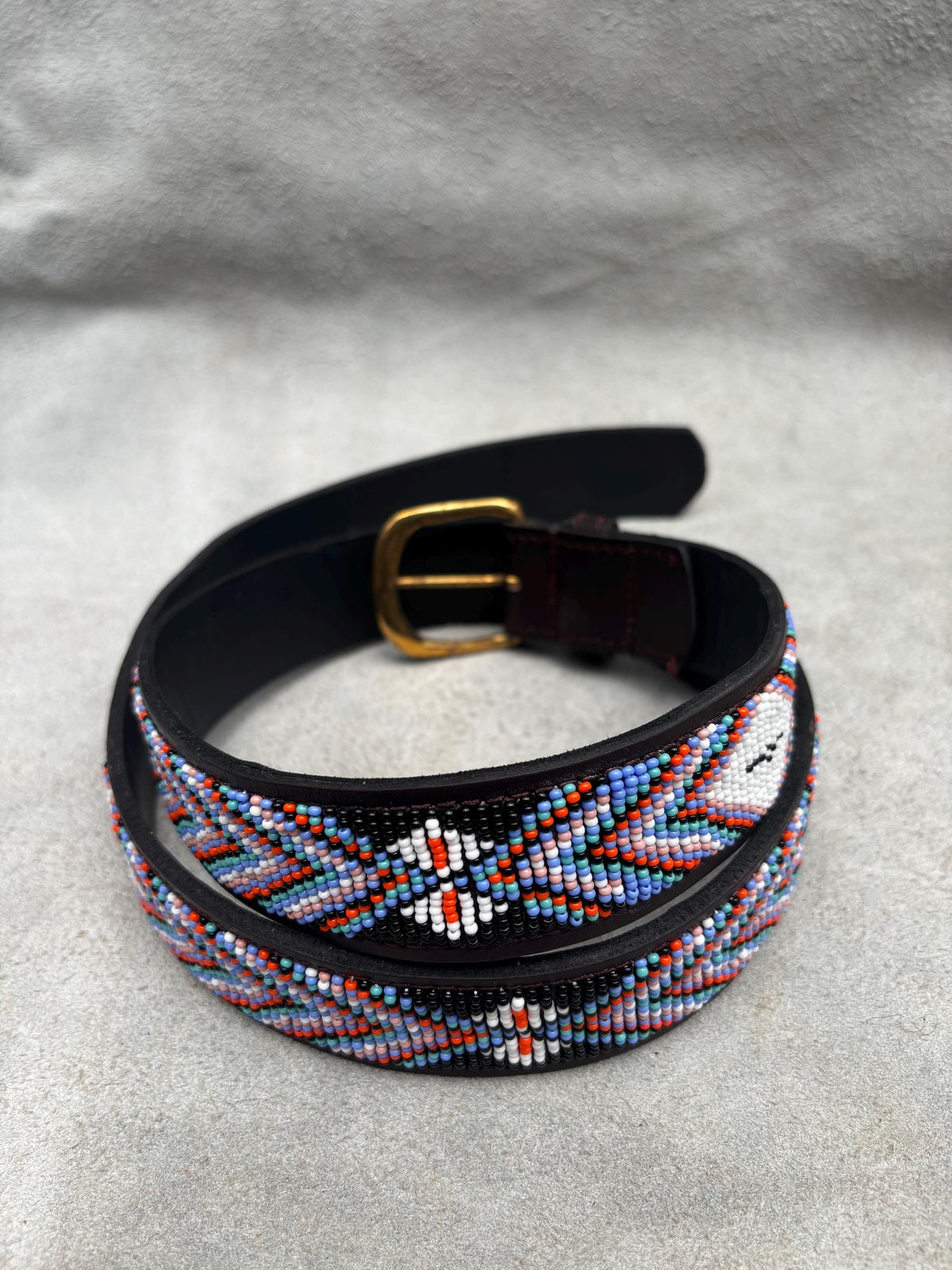 CHEVRON: Handmade Maasai Beaded Leather Belt – African Tribal Artisan Belt for Men and Women – Boho Casual Ethnic Style