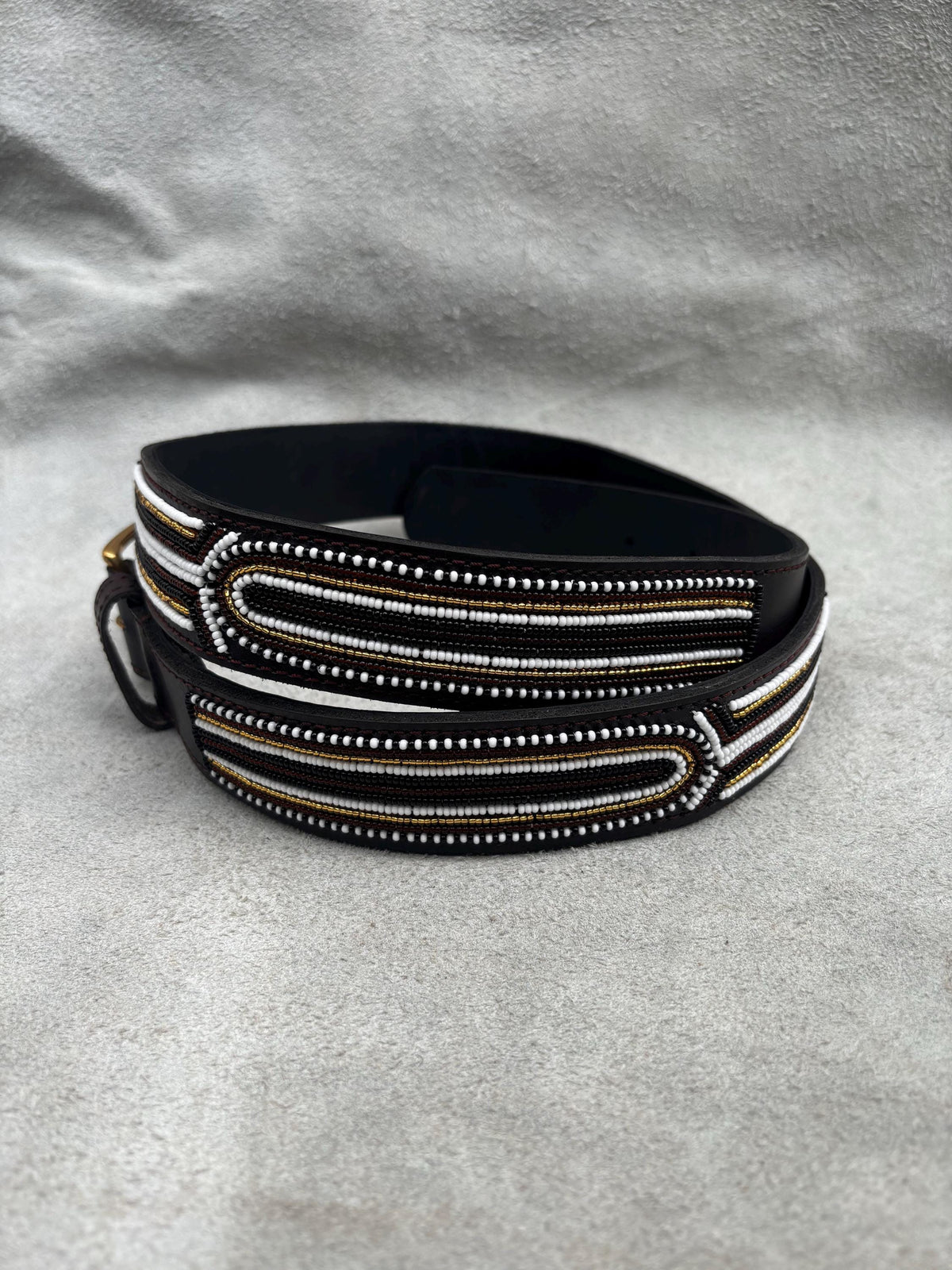 RIVER DELTA: Handmade Maasai Beaded Leather Belt – African Tribal Artisan Belt for Men and Women – Boho Casual Ethnic Style