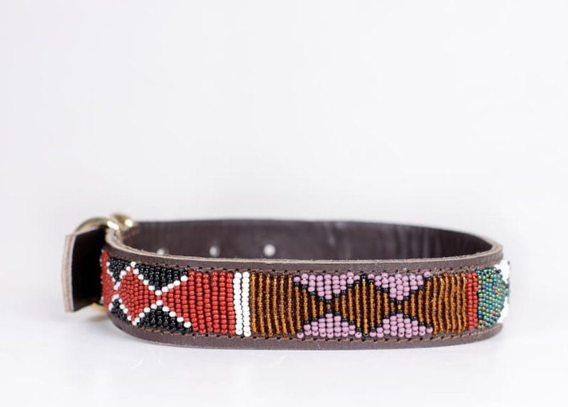 Hills: Handmade Beaded Maasai Dog Collar, African Dog Collar