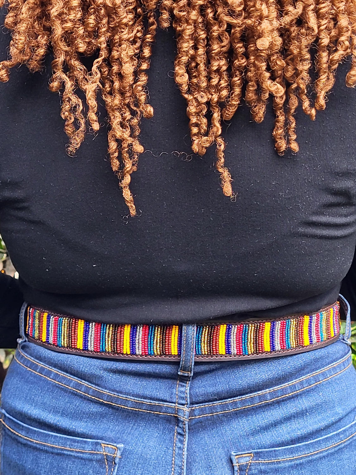 REEDS: Handmade Maasai Beaded Leather Belt – African Tribal Artisan Belt for Men and Women – Boho Casual Ethnic Style