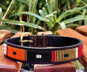 Maasai Beaded Leather Dog Collar - Maasai Chief