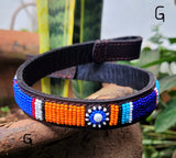 Beaded Leather  Horse browband - Maasai Chief