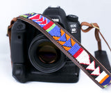 Beaded Leather Camera Strap - Maasai Chief