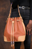 Women Leather Bucket Bag - Maasai Chief