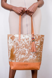 Women Leather Tote Bag - Maasai Chief