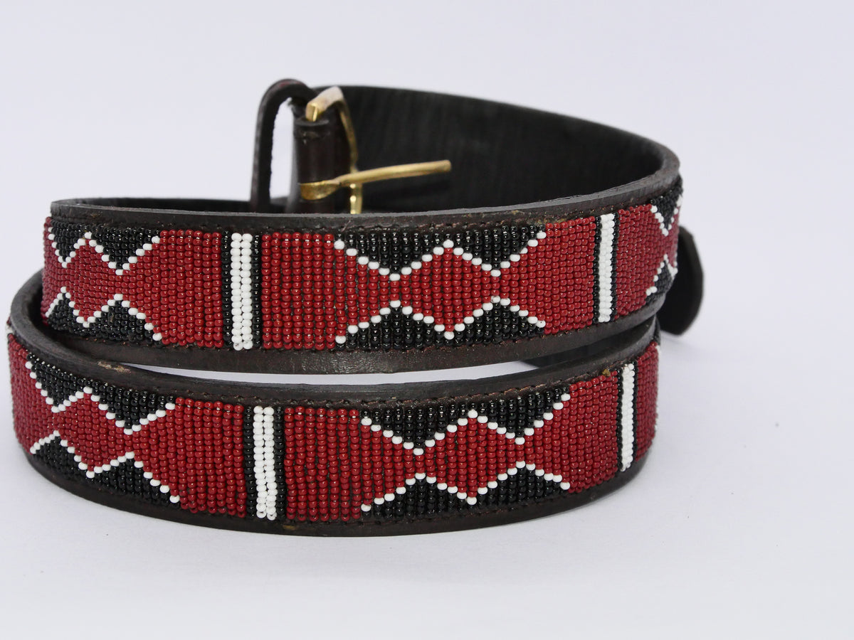 Beaded Leather Belt - Maasai Chief