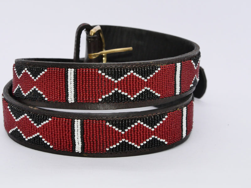 Beaded Leather Belt - Maasai Chief