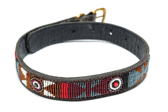 Maasai Beaded Leather Dog Collar - Maasai Chief