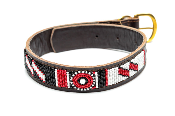 Maasai Beaded Leather Dog Collar - Maasai Chief