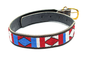 Maasai Beaded Leather Dog Collar - Maasai Chief