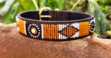 Maasai Beaded Leather Dog Collar Orange - Maasai Chief