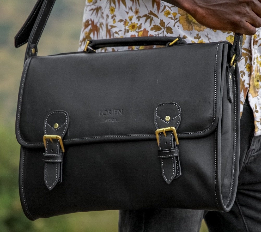 Slim Padded Leather Laptop Bag – Maasai Chief