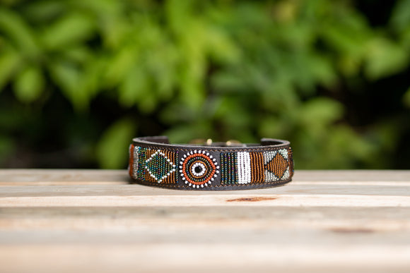 Maasai Beaded Leather Dog Collar - Maasai Chief