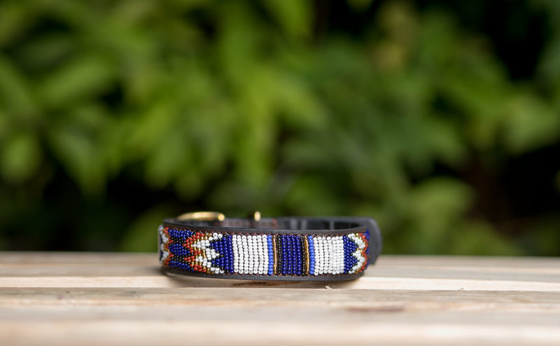 Maasai Beaded Leather Dog Collar - Maasai Chief