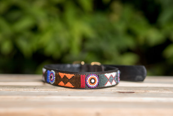 Maasai Beaded Leather Dog Collar - Maasai Chief