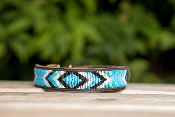 Maasai Beaded Leather Dog Collar - Maasai Chief