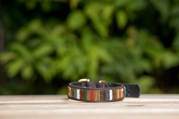 Maasai Beaded Leather Dog Collar - Maasai Chief